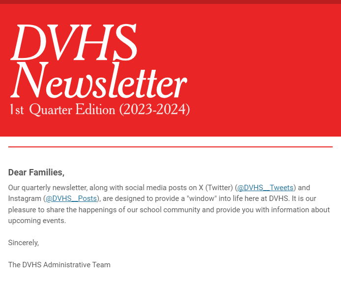  DVHS Q1 Newsletter